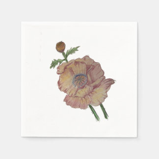 Guardanapo De Papel Paper Napkin Watercolour Pencil Flower Design
