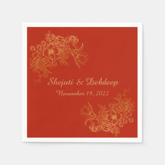 Guardanapo De Papel Paper Napkin with Elegant Red & Gold 