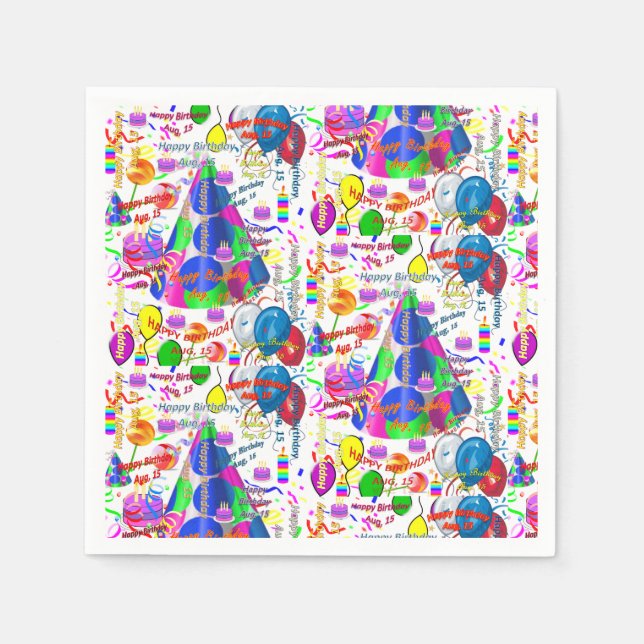 Guardanapo De Papel Paper Napkins August, 15 Aniversário (Frente)