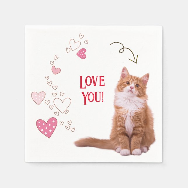 Guardanapo De Papel Paper Napkins Cat Love (Frente)