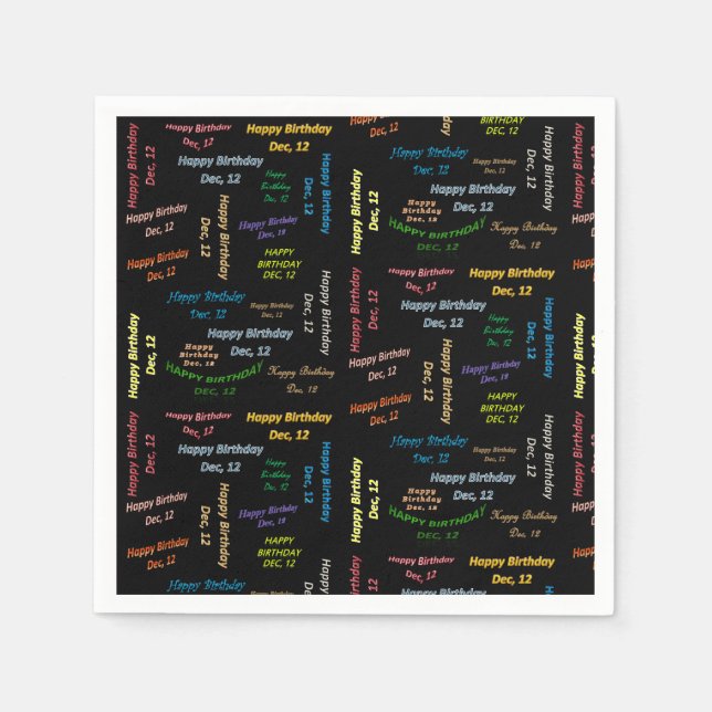 Guardanapo De Papel Paper Napkins dezembro, 12 Aniversário (Frente)
