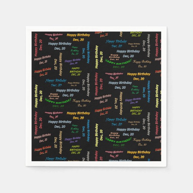Guardanapo De Papel Paper Napkins dezembro, 20 Aniversário (Frente)