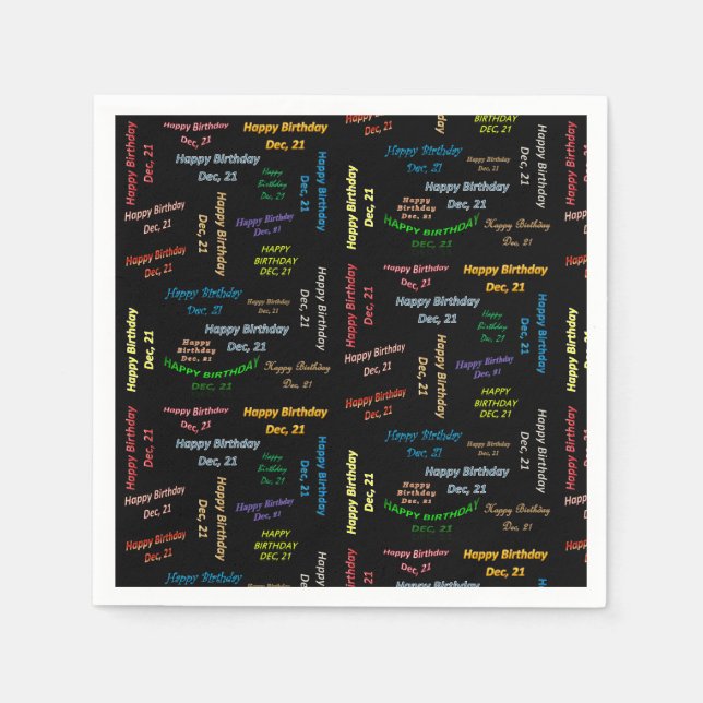 Guardanapo De Papel Paper Napkins dezembro, 21 Aniversário (Frente)
