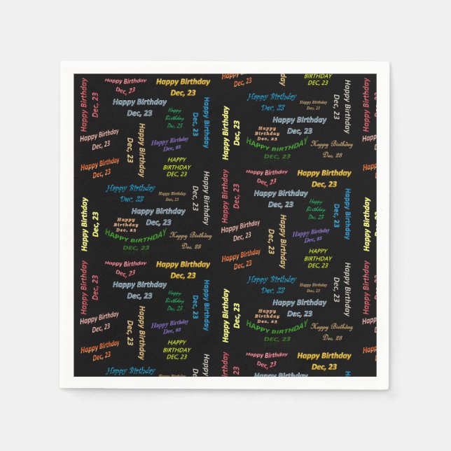 Guardanapo De Papel Paper Napkins dezembro, 23 Aniversário (Frente)