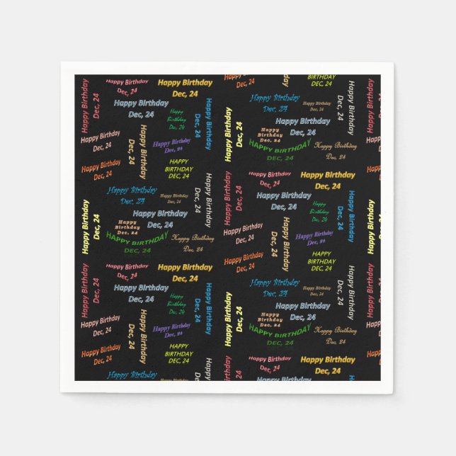 Guardanapo De Papel Paper Napkins dezembro, 24 Aniversário (Frente)