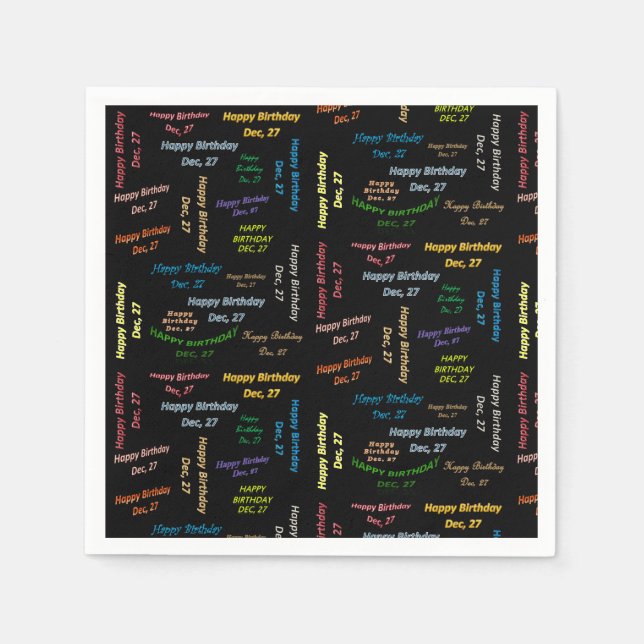 Guardanapo De Papel Paper Napkins dezembro, 27 Aniversário (Frente)