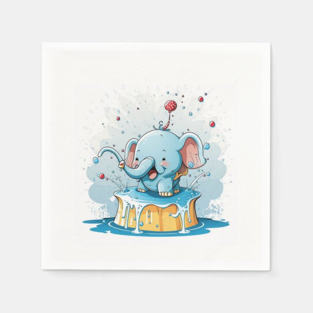Guardanapo De Papel Paper Napkins Happy Blue Elephant  (Frente)