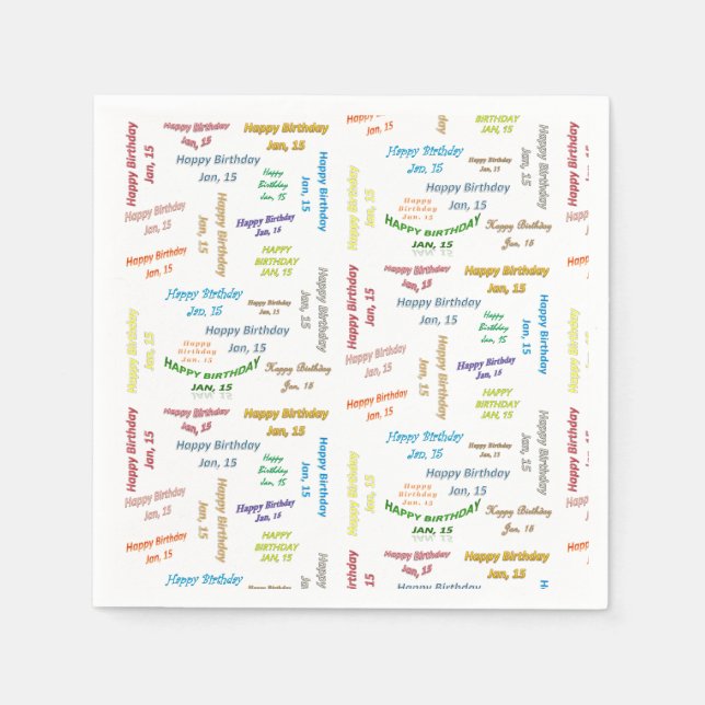 Guardanapo De Papel Paper Napkins Janeiro, 15 Aniversário (Frente)