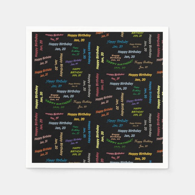 Guardanapo De Papel Paper Napkins Janeiro, 20 Aniversário (Frente)