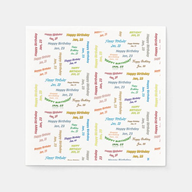 Guardanapo De Papel Paper Napkins Janeiro, 23 Aniversário (Frente)