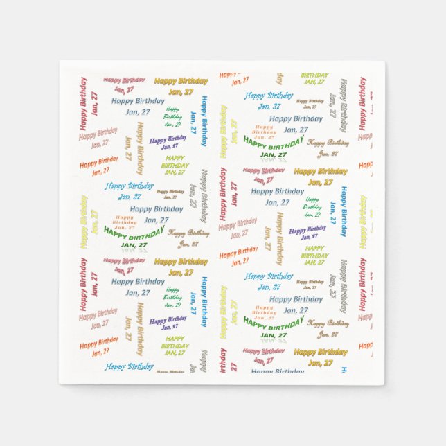 Guardanapo De Papel Paper Napkins Janeiro, 27 Aniversário (Frente)