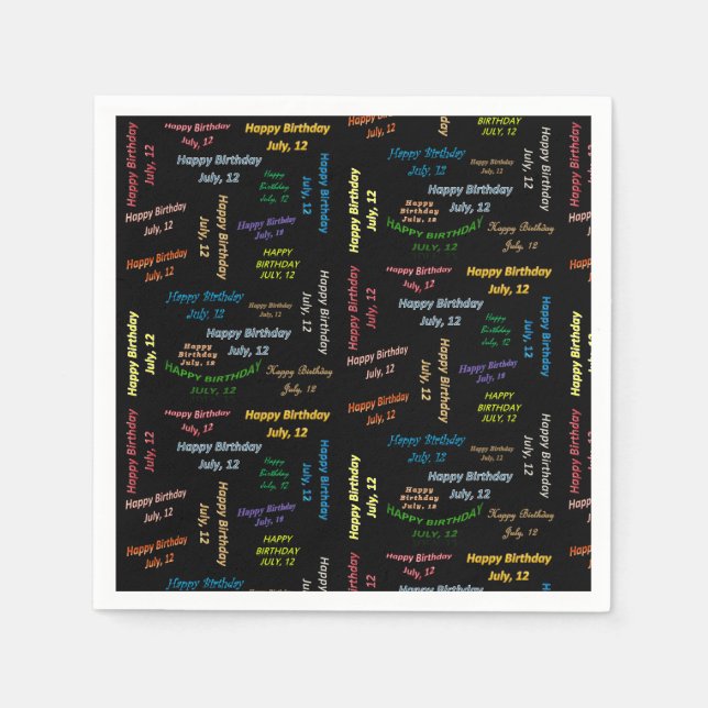 Guardanapo De Papel Paper Napkins julho, 12 Aniversário (Frente)