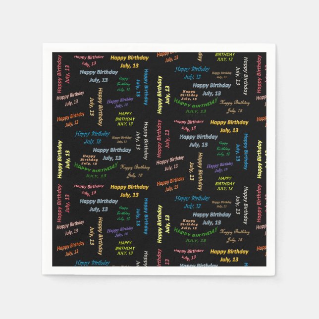 Guardanapo De Papel Paper Napkins julho, 13 Aniversário (Frente)