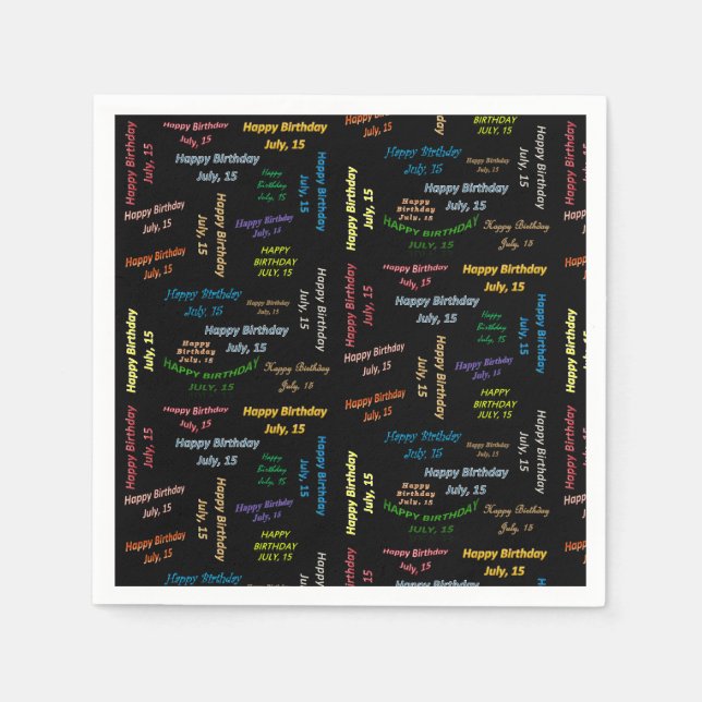 Guardanapo De Papel Paper Napkins julho, 15 Aniversário (Frente)
