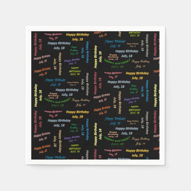 Guardanapo De Papel Paper Napkins julho, 18 Aniversário (Frente)