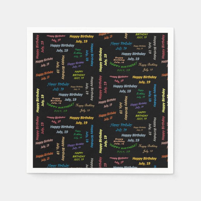 Guardanapo De Papel Paper Napkins julho, 19 Aniversário (Frente)