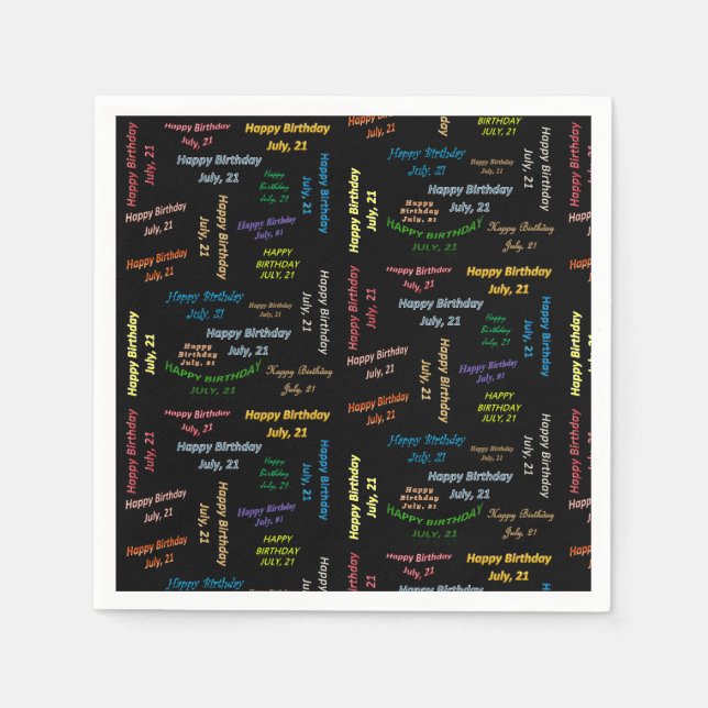 Guardanapo De Papel Paper Napkins julho, 21 Aniversário (Frente)