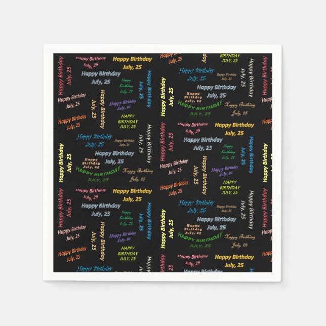 Guardanapo De Papel Paper Napkins julho, 25 Aniversário (Frente)