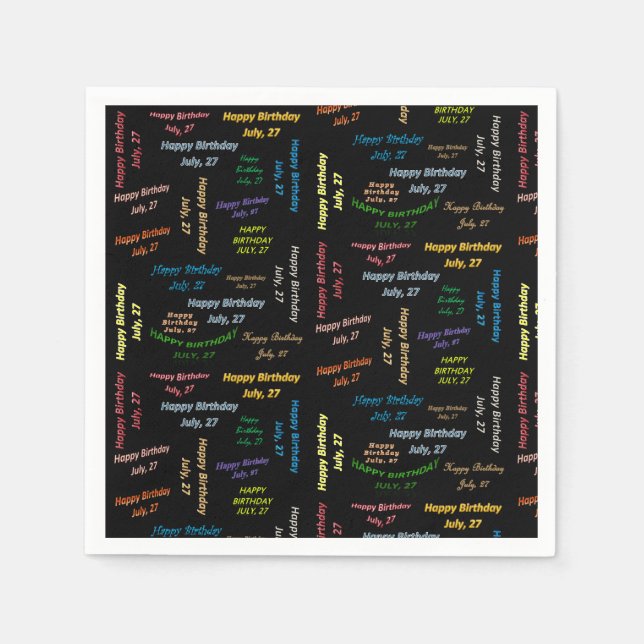 Guardanapo De Papel Paper Napkins julho, 27 Aniversário (Frente)
