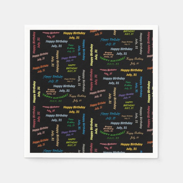 Guardanapo De Papel Paper Napkins julho, 31 Aniversário (Frente)