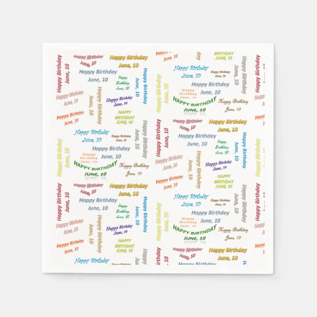 Guardanapo De Papel Paper Napkins June, 10 Birthday (Frente)