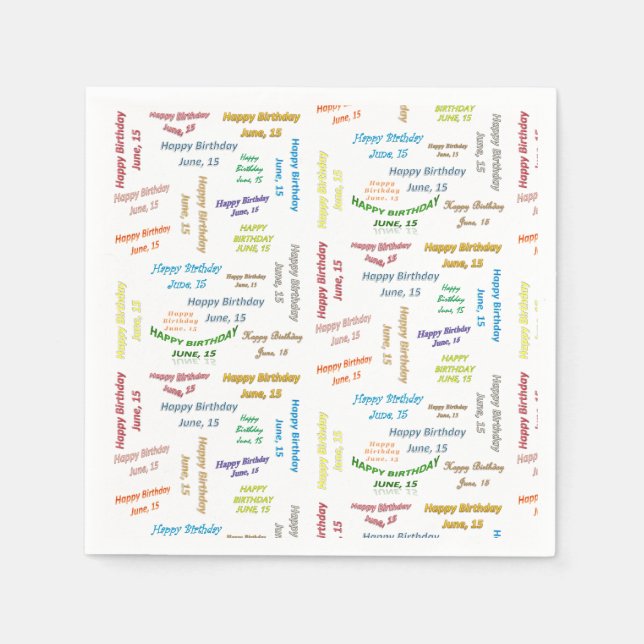 Guardanapo De Papel Paper Napkins June, 15 Birthday (Frente)