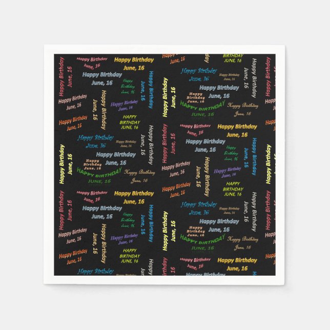 Guardanapo De Papel Paper Napkins June, 16 Birthday (Frente)