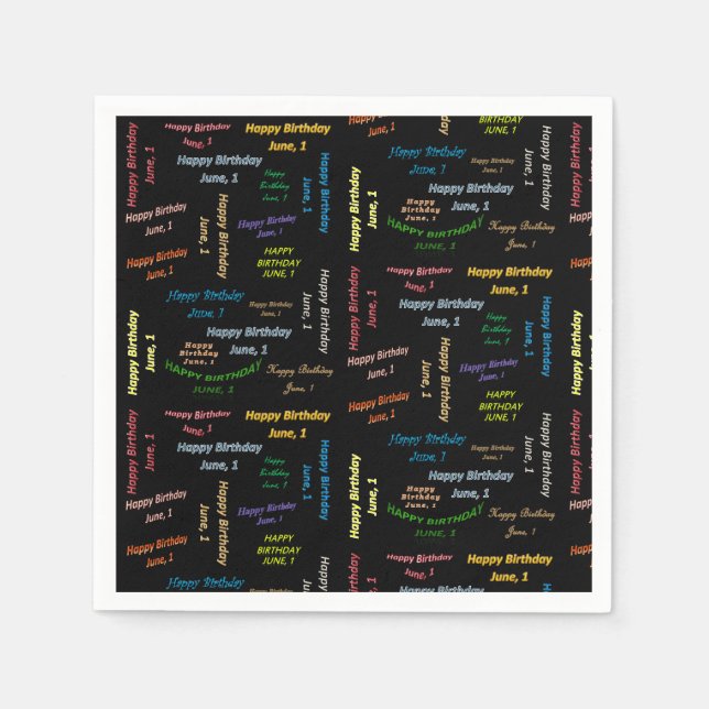 Guardanapo De Papel Paper Napkins June, 1 Birthday (Frente)