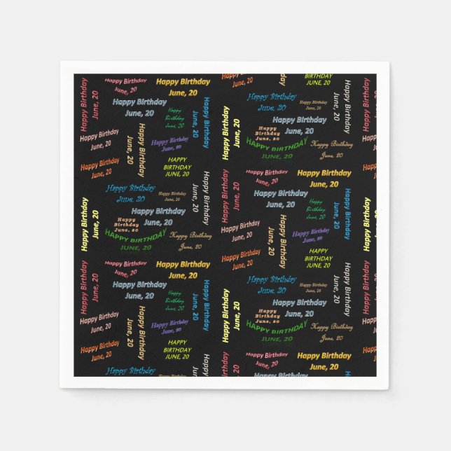 Guardanapo De Papel Paper Napkins June, 20 Birthday (Frente)