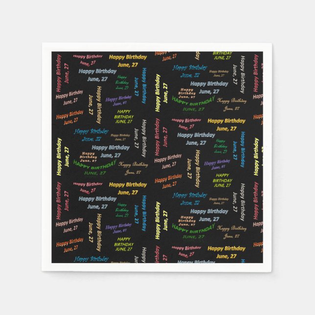 Guardanapo De Papel Paper Napkins June, 27 Birthday (Frente)