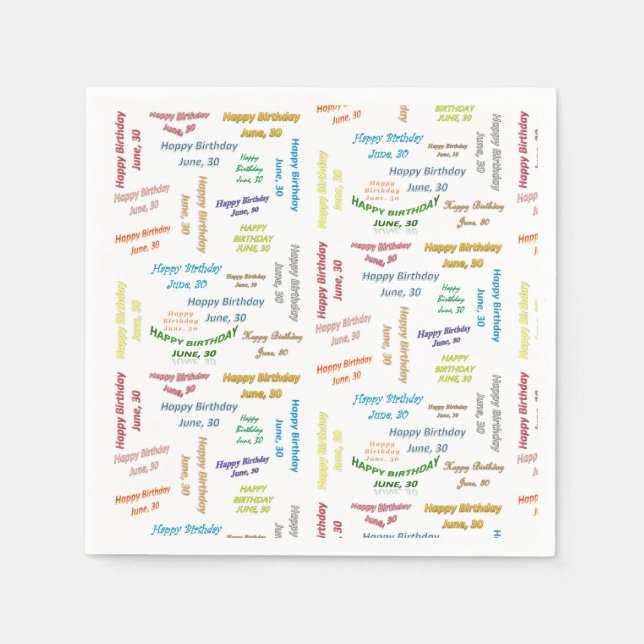 Guardanapo De Papel Paper Napkins June, 30 Birthday (Frente)