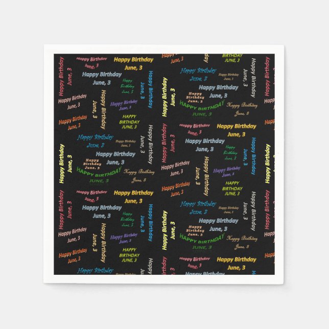 Guardanapo De Papel Paper Napkins June, 3 Birthday (Frente)