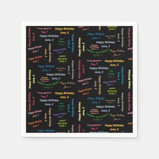 Guardanapo De Papel Paper Napkins June, 5 Birthday (Frente)