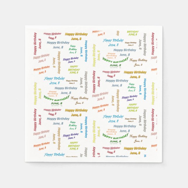 Guardanapo De Papel Paper Napkins June, 8 Birthday (Frente)