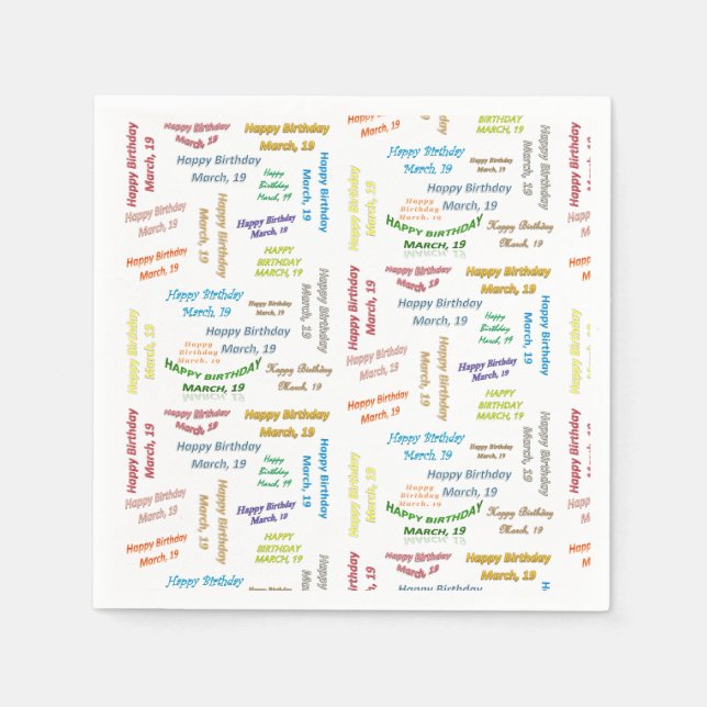 Guardanapo De Papel Paper Napkins Marcha, 19 Aniversário (Frente)