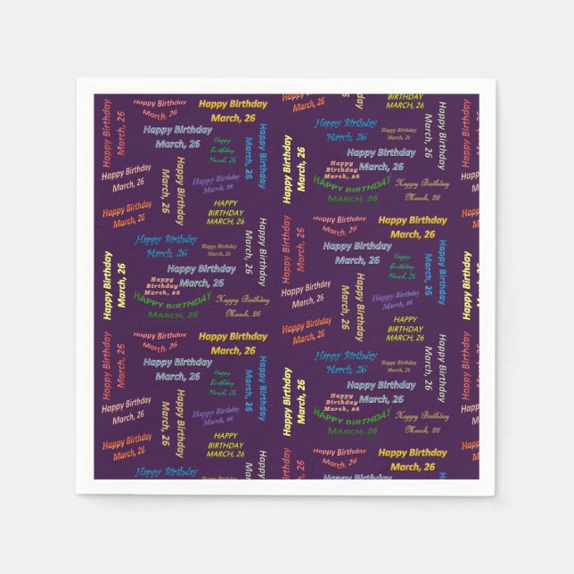 Guardanapo De Papel Paper Napkins Marcha, 26 Aniversário (Frente)