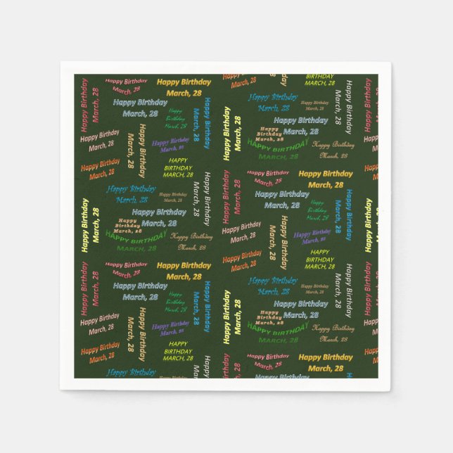 Guardanapo De Papel Paper Napkins Marcha, 28 Aniversário (Frente)