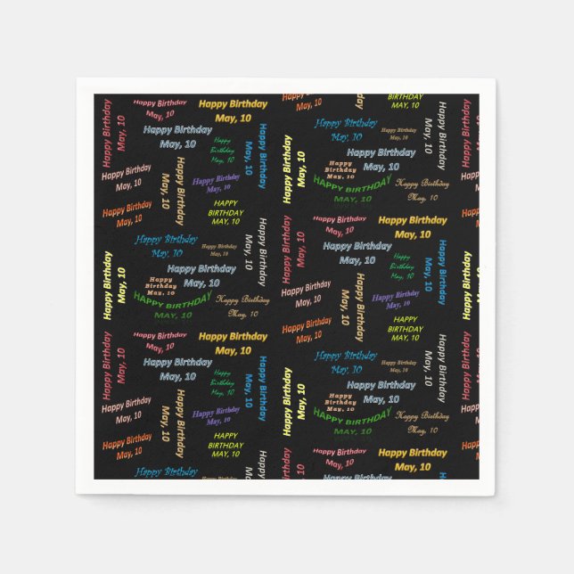 Guardanapo De Papel Paper Napkins May, 10 Birthday (Frente)