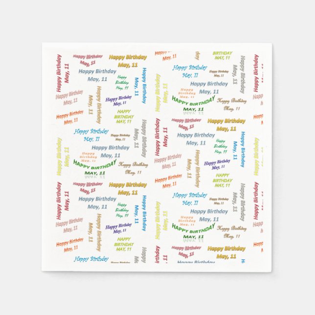 Guardanapo De Papel Paper Napkins May, 11 Aniversário (Frente)
