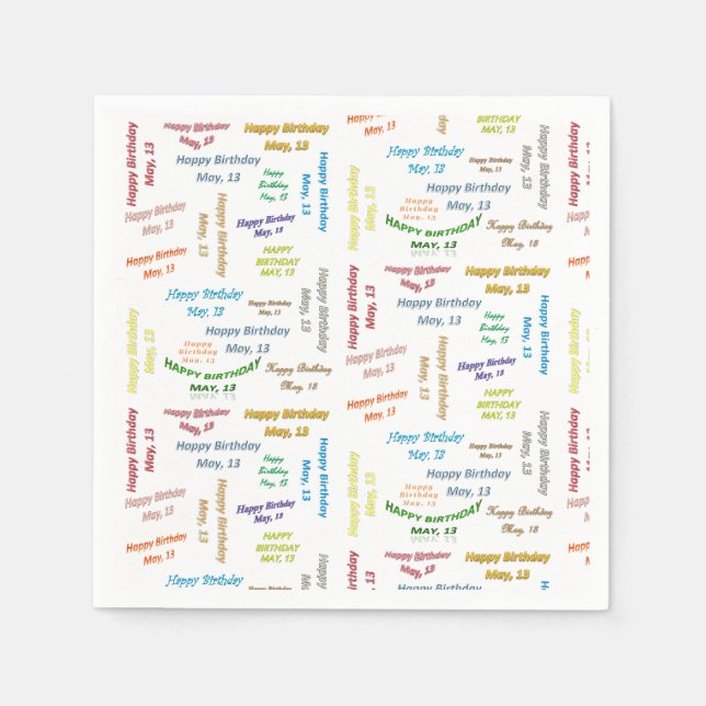 Guardanapo De Papel Paper Napkins May, 13 Birthday (Frente)