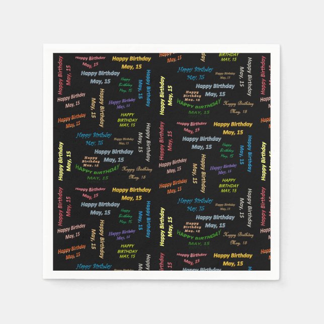 Guardanapo De Papel Paper Napkins May, 15 Birthday (Frente)