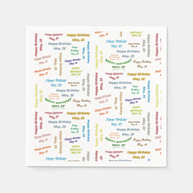 Guardanapo De Papel Paper Napkins May, 20 Birthday (Frente)