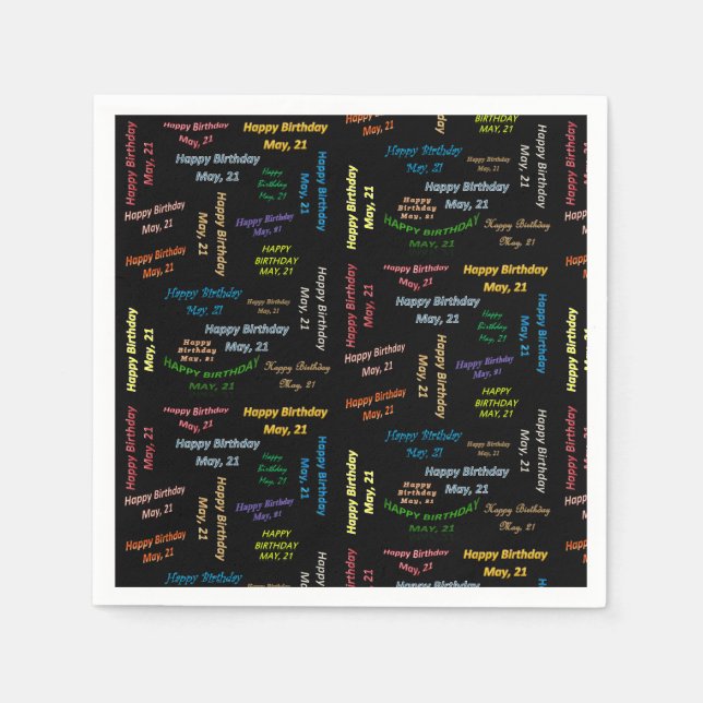 Guardanapo De Papel Paper Napkins May, 21 Birthday (Frente)