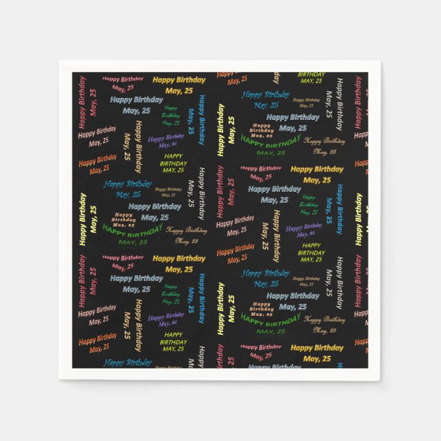 Guardanapo De Papel Paper Napkins May, 25 Birthday (Frente)