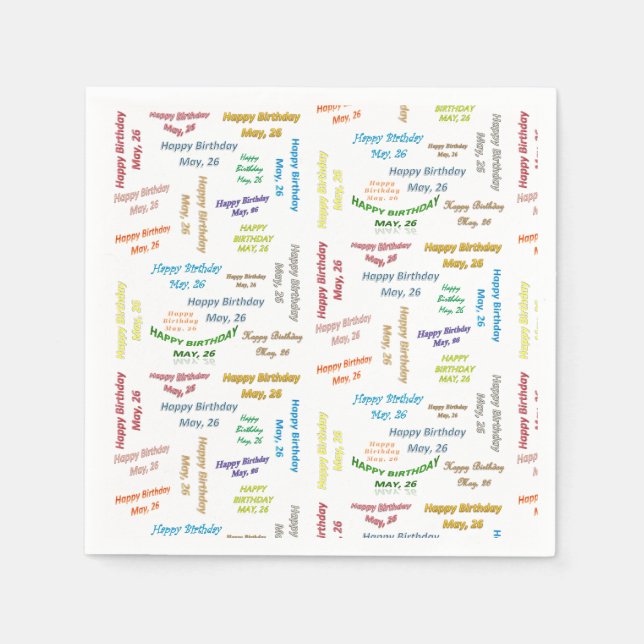 Guardanapo De Papel Paper Napkins May, 26 Birthday (Frente)