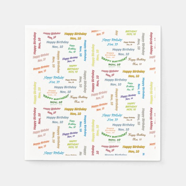 Guardanapo De Papel Paper Napkins novembro, 10 Aniversário (Frente)