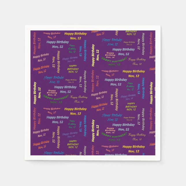 Guardanapo De Papel Paper Napkins novembro, 12 Aniversário (Frente)