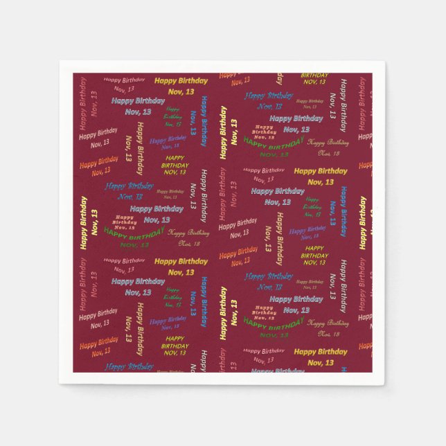 Guardanapo De Papel Paper Napkins novembro, 13 Aniversário (Frente)
