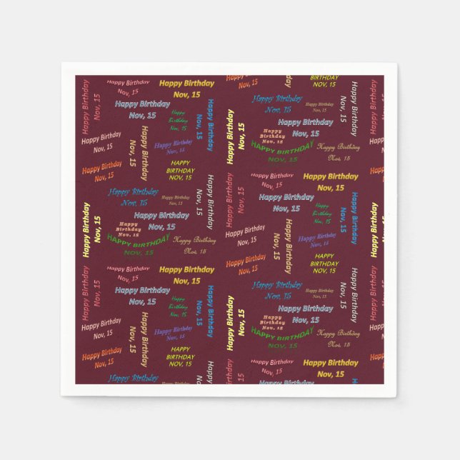 Guardanapo De Papel Paper Napkins novembro, 15 Aniversário (Frente)