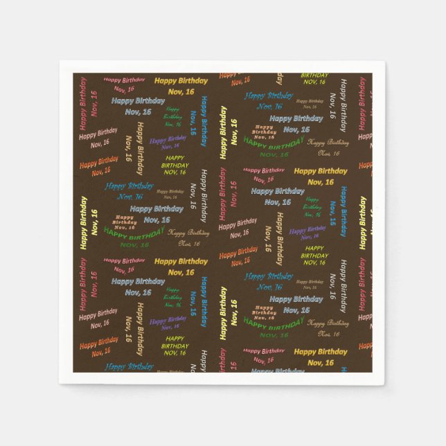 Guardanapo De Papel Paper Napkins novembro, 16 Aniversário (Frente)
